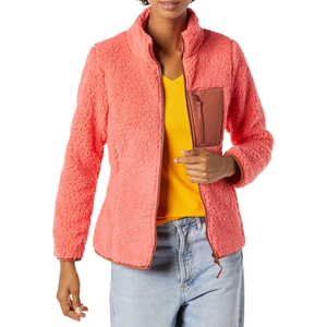 Amazon Essentials Women's Sherpa Long-Sleeve Mock Neck Full-Zip Jacket with Woven Trim XXL