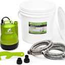 FLUENTPOWER Tankless Water Heater Descaling Flush Kit, Includes 1/4HP Submersible Utility Water Pump with Adapters, 4 Gallon Pail with Bucket Lid Opener, Two 3/4"GHT x 6' Stainless Steel Hoses