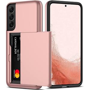 Nvollnoe for Samsung S22 Plus Case with Card Holder 5G 6.6 inch Slim Dual Layer Heavy Duty Protective Wallet Case for Galaxy S22 Plus (Rose Gold)
