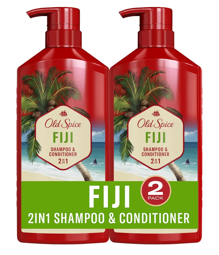 Old Spice Men's 2-in-1 Shampoo and Conditioner, Fiji, Coconut & Tropical Wood Scent, Healthier, Fuller, Moisturized Looking Hair, 21.9 Fl Oz Each, Twin Pack