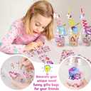MOVINPE Unicorn Party Favors Personalize Goody Cups with Gift Tags, Filled with Unicorn Themed Reusable Straws Stampers Luminous Keychains Slap Bracelets Hair Clips Rings 3D Stickers