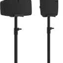 Upgraded Height Adjustable Floor Speaker Stand for Sonos Five & Play:5, Vertical or Horizontal Placement, Metal Sonos 5 Speaker Stand with Cable Management (Black, 2 Pack)