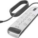 Belkin USB Power Strip Surge Protector - 12 AC Multiple Outlets & 2 USB Ports - 6 ft Long Flat Plug Extension Cord for Home, Office, Travel, Computer Desktop & Charging Brick - White (3,996 Joules)