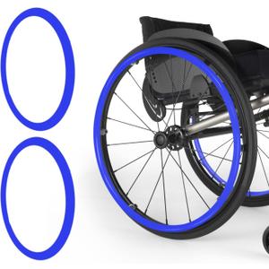 Wheelchair Push Rim Covers, 24inch Non-Slip Wheelchair Push Rim Grips, 1 Pair Silicone Wheelchair Hand Push Cover, Rear Wheel Grips Cover, Wheelchair Accessories, Blue