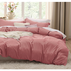 Bedsure Pink Clay Duvet Cover Queen Size - 3 Pieces Prewashed Cotton-Like Extra Soft Bedding Set, Includes 1 Duvet Cover 90x90 Inches with Zipper Closure & 2 Pillow Shams, Comforter Not Included