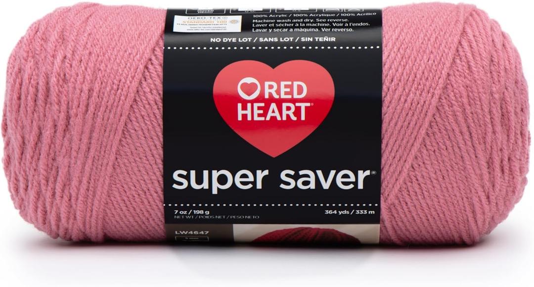RED HEART Super Saver Yarn, Light Raspberry (Single)