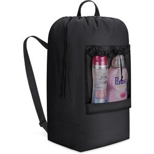 Lifewit Laundry Bag, Extra Large Laundry Backpack with Shoulder Straps and Mesh Pocket for Laundromat, Heavy Duty Laundry Bag Backpack for Dirty Clothes for College Dorm/Travel/Apartment, 120L, Black