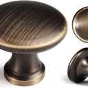 Antique Bronze Solid Brass Knobs for Cabinet 5 Pack Mid Centry Vintage Dresser Drawer Knobs 1-1/5" Diameter with 10 Screws