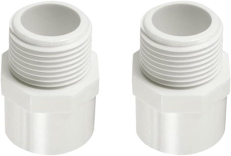 2" PVC Pipe Fitting Adapter Connector Union Coupling Schedule 40 (Slip Socket x NPT Male Pipe Thread), Pack of 2