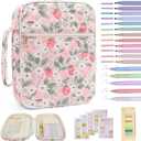 Bible Cover Case for Women Large Bible Cover with Durable Handle Quilted Bible Carrying Case for Girls Bible Study Supplies Accessories (Strawberry Garden, Strawberry Garden)