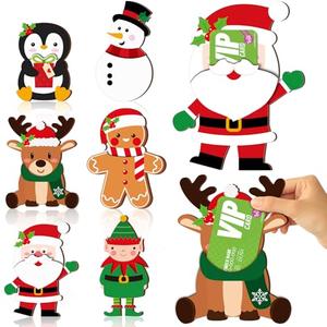 Motiskyy 6 Pcs Christmas Gift Card Holders Funny Christmas Wooden Money Holders for Cash Checks Xmas Money and Gift Card Sleeves Thank You Presents for Winter Holiday Merry Xmas Party Supplies
