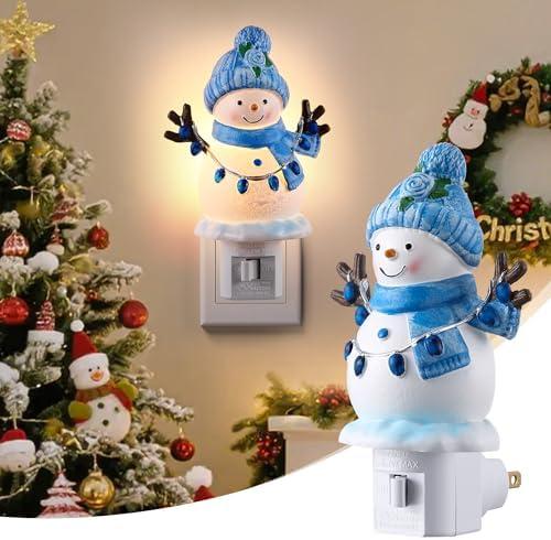 Snowman Night Light, Christmas Snowman Night Lights Plug Into Wall, Powered by C7 LED Bulb, 120V 60Hz for Christmas Decoration Home Office Bedroom Bathroom Kitchen Hallway Stairway Xmas Indoor Use