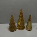 Hewory Mercury Glass Christmas Tree: Set of 3 Gold Table Top Christmas Ornaments Trees with LED Lights, Christmas Centerpiece Table Decorations Indoor for Dining Fireplace Mantel Winter Holiday Decor
