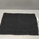 RESARE Waffle Bath Mat for Bathroom, Super Absorbent Bathroom Rugs Non Slip Machine Washable, Ultra Soft Quick Dry Boho Bath Rugs with Tassels for Floor, Upgraded Bordered Design, 17"x24" Black