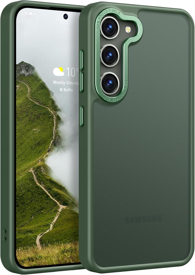 Rayboen for Samsung Galaxy S23 Plus Case, Translucent Frosted Skin Feel Anti-Scratch Hard PC Back Soft Silicone Edge, Slim Fit Shockproof Protective Phone Cover for Samsung S23+ Plus, Matte Green