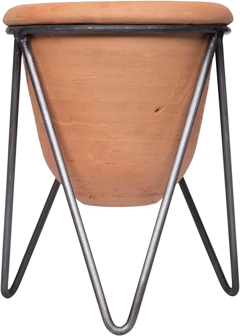 Creative Co-Op Terracotta Pot with Metal Stand