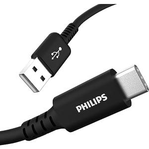Philips USB A to USB C Cable, 15W 6Ft Type C Charging Cable for iPhone 16 Series, 15 Series, iPad Pro USB C Charger Cord, Type C Charging Power Cord, USB C Phone Charging Cable, Black, DLC4106A/37