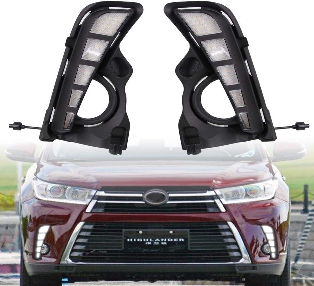 Switchback White/Amber LED Front Fog Daytime Sequential Running Lamp Flash LED Turn Signal Feature Fit For 2017 2018 2019 Toyota Highlander