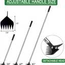 BARAYSTUS Weed Puller 61" Adjustable Long Handle, 2-in-1 Weed Rake & Crack Weeder with Detachable Head, Stainless Steel Weeding Tool for Lawn, Yard, Garden & Sidewalk Cracks, Weed Remover