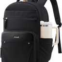 LOVEVOOK Laptop Backpack for Women with Leather Trim & Tumbler Pockets, 17.3" Work Backpack Purse, Travel Personal Item Bag, Carry On Business Computer Bag for Office, School, or Gift, Black