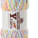 Plush Chenille Chunky Yarn - Fluffy Velvet Yarns Crochet for Blanket Knitting and Crocheting - Soft Baby Yarn for Crocheting - Amigurumi Crochet Yarns 100g (87yds) (Macaron)