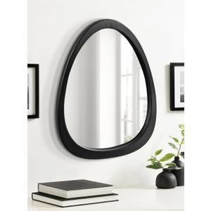 Kate and Laurel McKinder Mid-Century Asymmetrical Wood Wall Mirror; 24 x 28; Black; Decorative Geometric Irregular Mirror with Robust Wooden Frame and Mid-Century Mirror Look