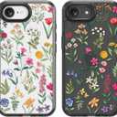 Compatible for iPhone 16E Case Cute - Durable Shockproof 6.6 ft Drop Impact Phone Case - Black Funny Nature Flower Design for iPhone 16 SE 4 6.1"