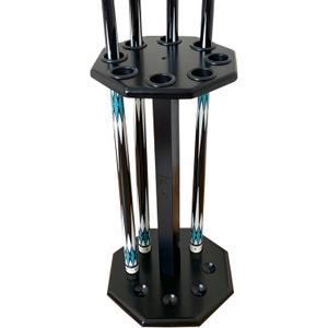 Freestanding Billiard Cue Rack, Pool Table Accessories Hold 8 Cues, Pool Cue Stick Holder, Wooden Floor Stand Pool Cue Holder for Billiard Game Room (Black)