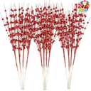 Joiedomi 11 Pcs Red Christmas Glitter Berry Stem Ornaments, Christmas Decorative Bead Sticks, 17” Artificial Glitter Twigs for Xmas Tree Decor, Wreath DIY Crafts, Holiday Party Supplies Wedding Decor