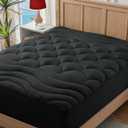 ELVEN HOME King Mattress Pad for Back & Hip Pain Relief, Pillow Top Cooling Bed Topper Quilted Fitted, Hotel Quality Deep Pocket Soft King Mattress Protector Cover Washable (78x80 inch, Black)