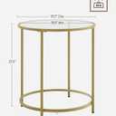 VASAGLE Round Side Tables, Set of 2, Glass End Tables with Metal Frame, Gold Coffee Tables with Modern Style, for Living Room, Balcony, Bedroom, Gold Color