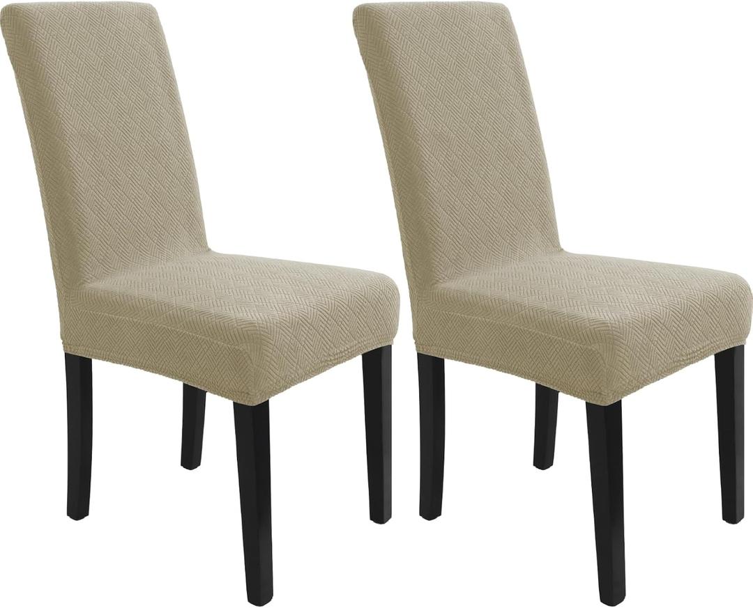 Chair Covers for Dining Chairs,Kitchen Chairs Cover Set of 2,Khaki | Stretch Material,Washable,Removable,Chair Covers for Dining Chairs,Protection Against