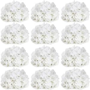 11.81 Inch Hydrangea Flower Balls for Centerpieces - 12 PCS Artificial Floral Arrangement Large Fake Silk Kissing Ball for Wedding Table Home Party Decor - White