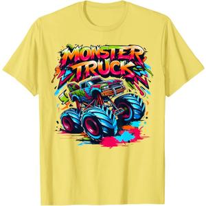 Monster Truck Retro Colorful Graffiti Toddlers Youth Adults T-Shirt, Size M
