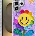 Compatible with Samsung Galaxy S25 Ultra Case,with [Shockproof Protective][Camera Protection] Cute Rainbow Flower Aesthetic Phone Cover Anti-Yellowing Soft Slim Cover for Women Girl-Purple