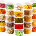 AOZITA 24 Sets 16 oz Plastic Deli Food Containers With Lids, Airtight Food Storage Containers, Freezer/Dishwasher/Microwave Safe, Soup Containers For Takeout Meal Prep Storage
