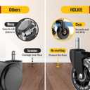 HOLKIE Office Chair Wheels Roller Blade Caster Rubber Replacement for Office 11x22mm Transparent 3 Inch, Desk Rolling Set of 5 for Hardwood Floors Gaming Chair Wheels Smooth & Silence Gliding (11mm-Fits Most-Not for High-Pile Carpet, Clear)