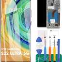 OLED for Samsung S22 Ultra 5G Screen Replacement for Samsung Galaxy S22 Ultra 5G LCD Display SM-S908 SM-S908B Digitizer Touch Screen Assembly with Frame US Version Silver (with Fingerprint)
