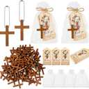 Tradder 100 Set Funeral Favors Set with 100 Wooden Cross Keychain, Funeral Thank You Cards, Organza Bags for Celebration of Life Decorations for Guest Family Friends Loved Ones(Cross)