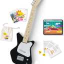 Loog Pro VI Electric kids real guitar for Beginners Ages 9+ Learning app & lessons included (Black)