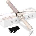 TOME 1.25 Inch (32mm) Large Barrel Curling Wand Hair Curler, Ceramic Curling Iron with 7 Heat Settings Dial 180410F, PTC Fast Heat, Dual Voltage 110240V, Auto Shut-Off, Cool Tip, Glove Included