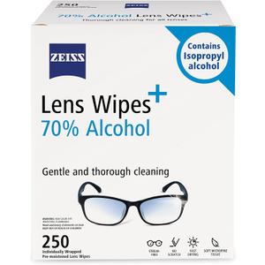 ZEISS Pre-Moistened Lens Cleaning Wipes with 70% Alcohol, 250 Count