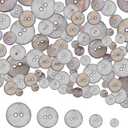 50PCS Gray Pearl Buttons, 10mm/12.5mm/15mm/18mm/20mm, 2 Holes