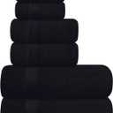 Belizzi Home Ultra Soft 6 Pack Cotton Towel Set, Contains 2 Bath Towels 28x55 inch, 2 Hand Towels 16x24 inch & 2 Wash Coths 12x12 inch, Ideal for Everyday use, Compact & Lightweight - Black