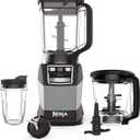 Ninja Blender, Compact Kitchen System, 1200W, 3 Functions for Smoothies, Dough & Frozen Drinks with Auto-IQ, 72-oz.* Blender Pitcher, 40-oz. Processor Bowl & 18-oz. Single-Serve Cup, Grey, AMZ493BRN (1200 Peak Watts)