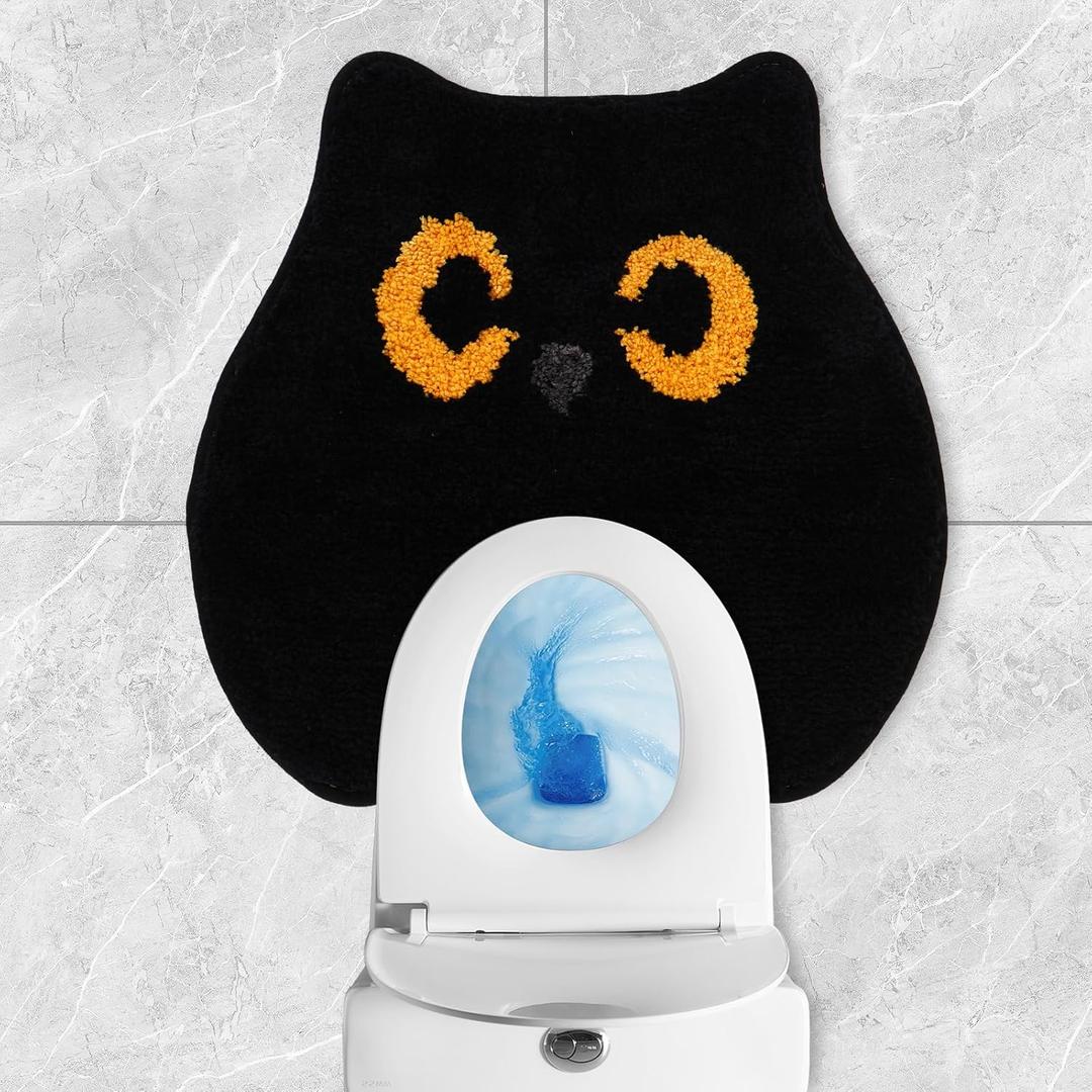 Cute Black Cat Bathroom Rug U Shaped Toilet Rug Soft Bath Mat Non Slip Washable Floor Mat for Home Hotel Bathroom Restroom Decor