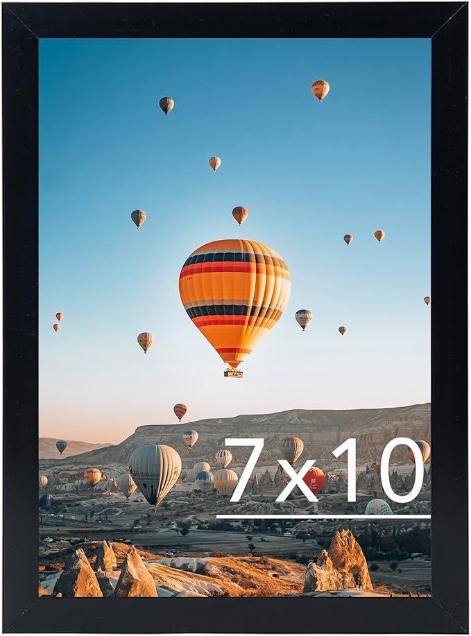 7x10 Picture Frame Black for Wall Hanging or Tabletop- Wall Mounting Horizontally or Vertically, 7 x 10 Wall Gallery Poster Photo Frames for 7 by 10 Photos, Black