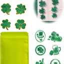 3 x St Patricks Day Sparkly Earrings & 12 patterns Glitter St. Patrick's Day TattoosShamrock Holiday ElementsGreen Gift Bag Shamrock Dangle for Women, Accessories Good Luck Tattoos Hoop