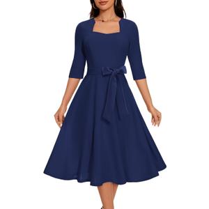 HomRain Women's Cocktail Formal Dresses Elegant Wedding Guest A-Line Graduation Tea Party Modest Prom Church Dress L 