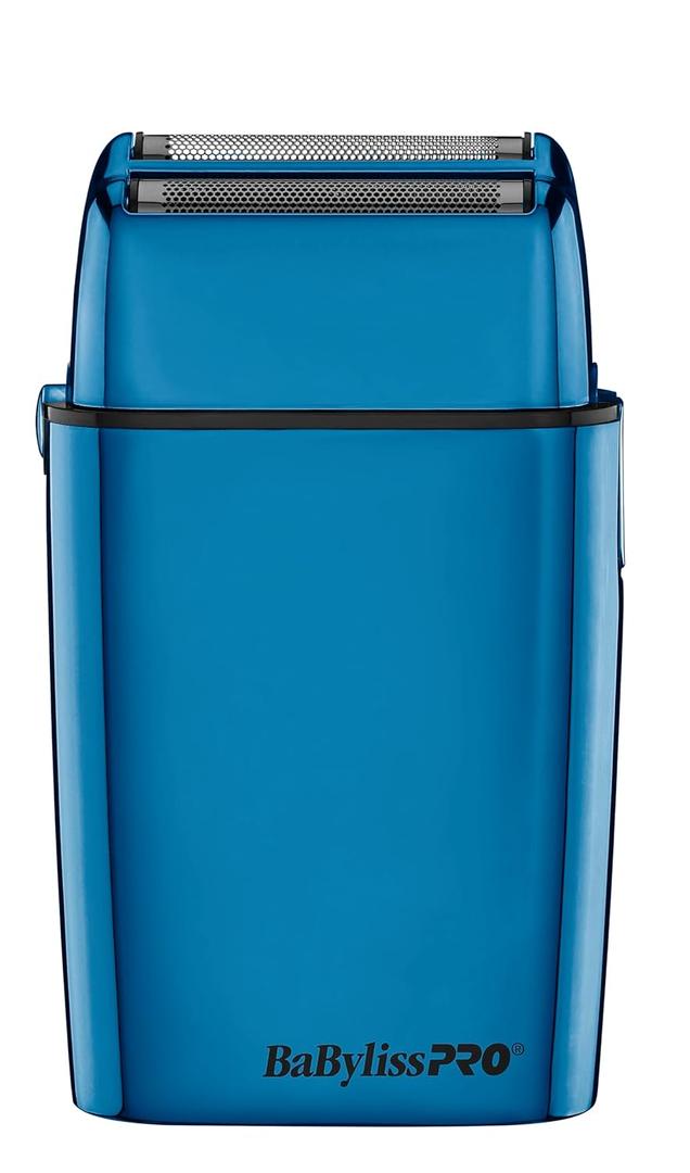 BaBylissPRO METALFX Double Foil Shaver, Handheld Electric Razor for Travel, Portable Cordless Close Face Shaver for Head, Beard, & Neck (Blue)